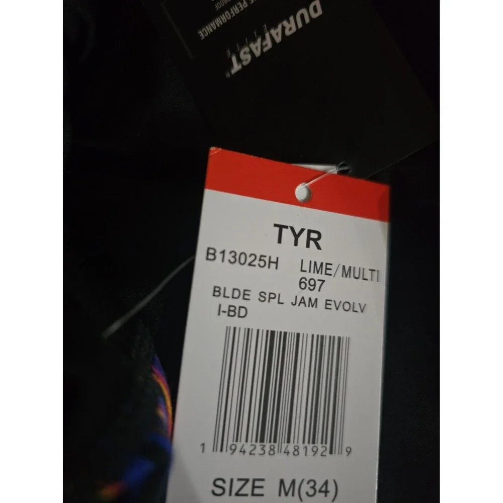 TYR Men's Durafast Elite Black/multi Evolved Drawstring Swim Jammer Sz 34 New